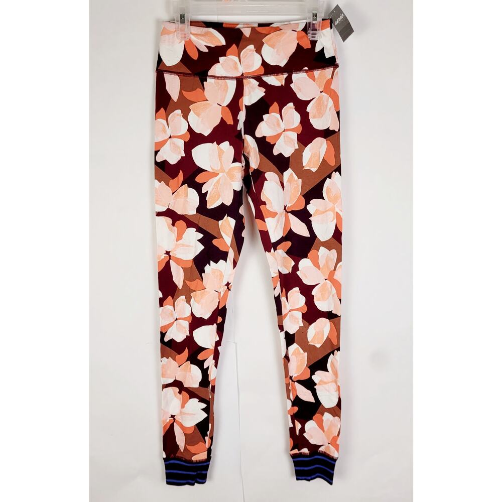 New Aerie Chill pink and brown floral print regular rise leggings size XS